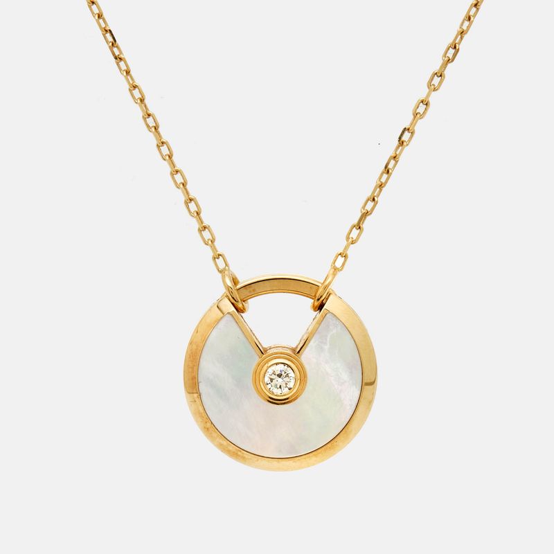 Cartier Amulette De Cartier Mother Of Pearl Diamond 18k Yellow Gold Small Model